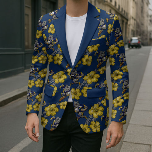 North Queensland Cowboys Blazer Tropical Hibiscus Floral Seamless Rugby Mascot