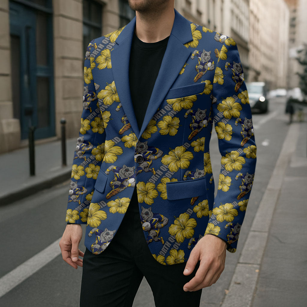 North Queensland Cowboys Blazer Tropical Hibiscus Floral Seamless Rugby Mascot