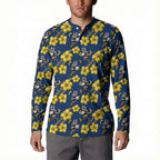 North Queensland Cowboys Button Sweatshirt Tropical Hibiscus Floral Seamless Rugby Mascot