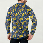 North Queensland Cowboys Button Sweatshirt Tropical Hibiscus Floral Seamless Rugby Mascot