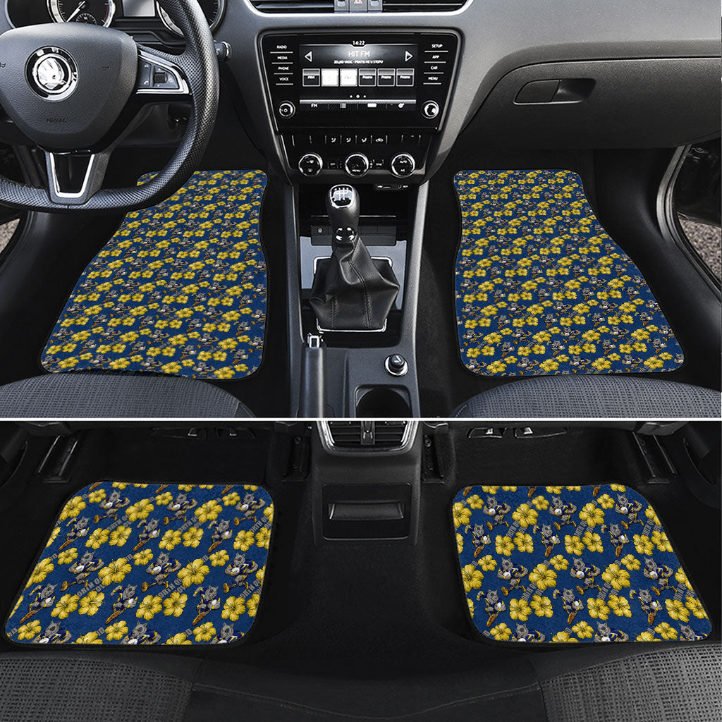 North Queensland Cowboys Car Mats Tropical Hibiscus Floral Seamless Rugby Mascot