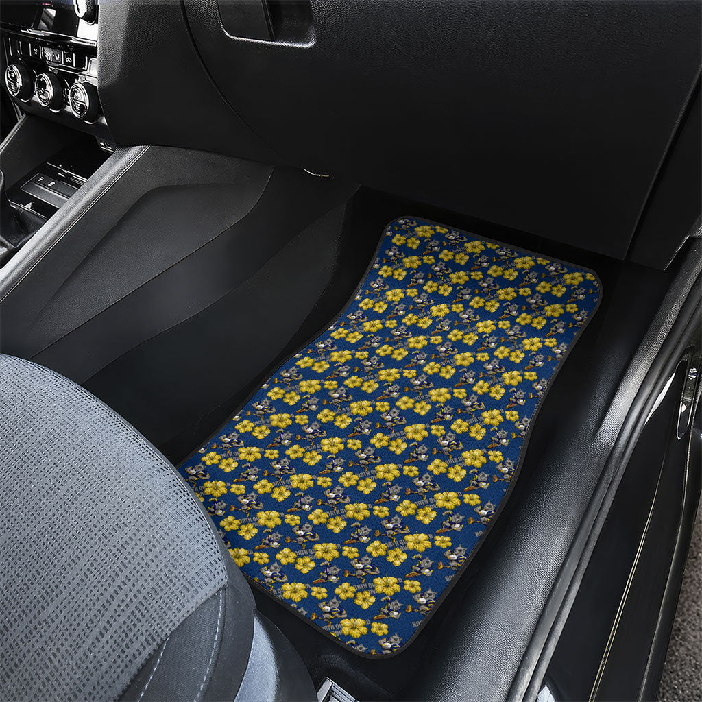 North Queensland Cowboys Car Mats Tropical Hibiscus Floral Seamless Rugby Mascot