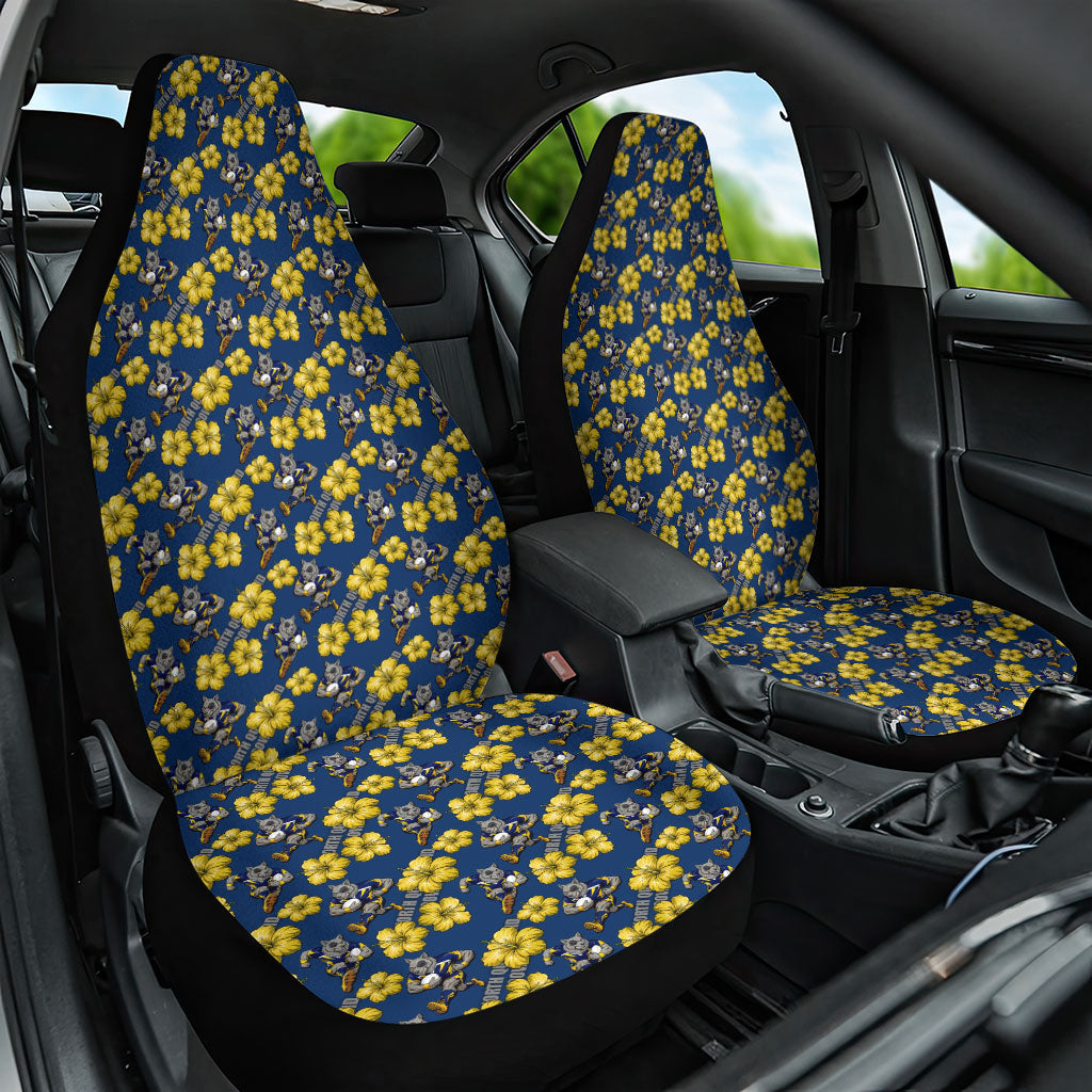 North Queensland Cowboys Car Seat Cover Tropical Hibiscus Floral Seamless Rugby Mascot