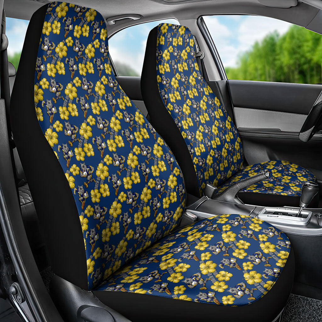 North Queensland Cowboys Car Seat Cover Tropical Hibiscus Floral Seamless Rugby Mascot