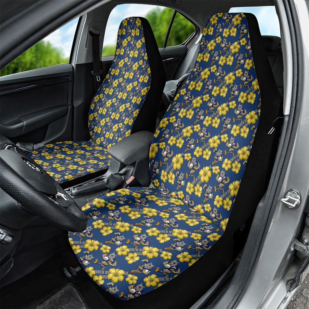 North Queensland Cowboys Car Seat Cover Tropical Hibiscus Floral Seamless Rugby Mascot