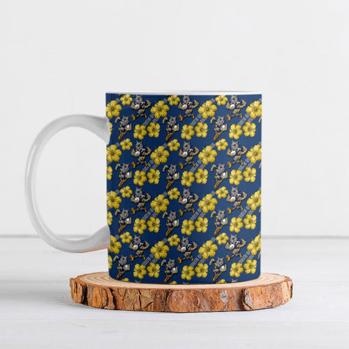 North Queensland Cowboys Ceramic Mug Tropical Hibiscus Floral Seamless Rugby Mascot