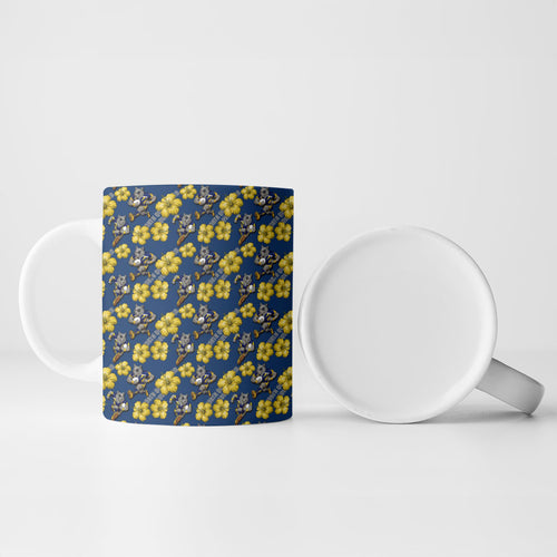 North Queensland Cowboys Ceramic Mug Tropical Hibiscus Floral Seamless Rugby Mascot