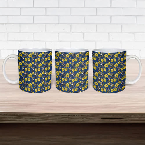 North Queensland Cowboys Ceramic Mug Tropical Hibiscus Floral Seamless Rugby Mascot