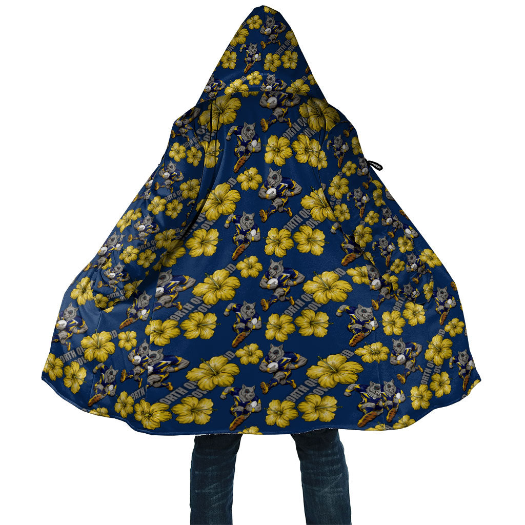 North Queensland Cowboys Cloak Tropical Hibiscus Floral Seamless Rugby Mascot