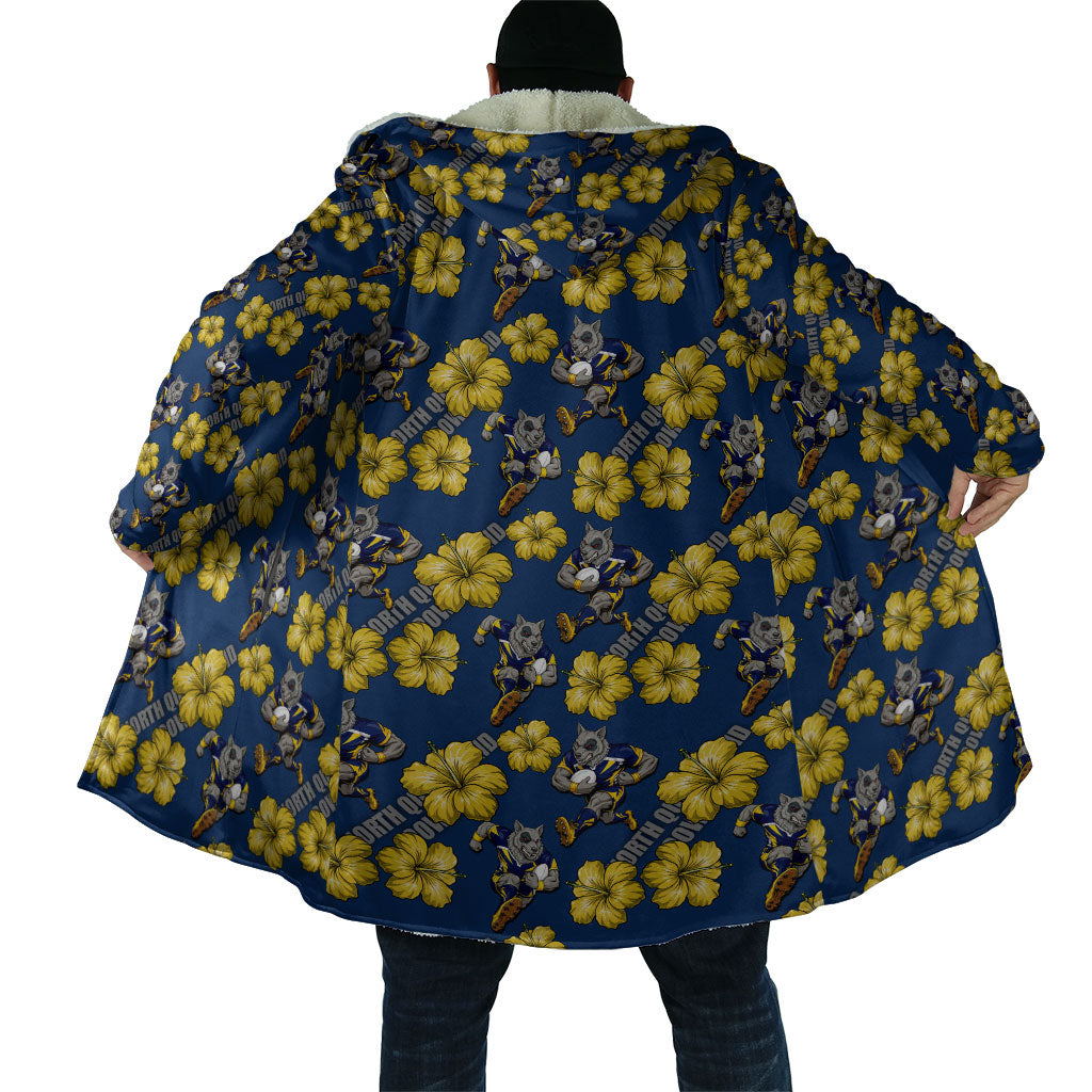North Queensland Cowboys Cloak Tropical Hibiscus Floral Seamless Rugby Mascot