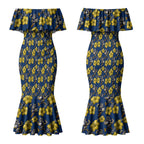 North Queensland Cowboys Couples Matching Mermaid Dress and Hawaiian Shirt Tropical Hibiscus Floral Seamless Rugby Mascot
