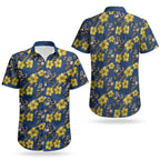 North Queensland Cowboys Couples Matching Off Shoulder Maxi Dress and Hawaiian Shirt Tropical Hibiscus Floral Seamless Rugby Mascot