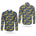 North Queensland Cowboys Couples Matching Off Shoulder Maxi Dress and Long Sleeve Button Shirt Tropical Hibiscus Floral Seamless Rugby Mascot