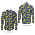 North Queensland Cowboys Couples Matching Short Sleeve Bodycon Dress and Long Sleeve Button Shirt Tropical Hibiscus Floral Seamless Rugby Mascot