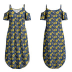 North Queensland Cowboys Couples Matching Summer Maxi Dress and Long Sleeve Button Shirt Tropical Hibiscus Floral Seamless Rugby Mascot