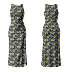 North Queensland Cowboys Couples Matching Tank Maxi Dress and Hawaiian Shirt Tropical Hibiscus Floral Seamless Rugby Mascot