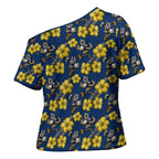 North Queensland Cowboys Cross Shoulder Shirt Tropical Hibiscus Floral Seamless Rugby Mascot
