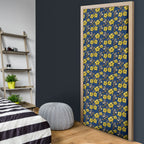 North Queensland Cowboys Door Cover Tropical Hibiscus Floral Seamless Rugby Mascot