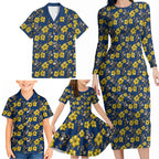 North Queensland Cowboys Family Matching Long Sleeve Bodycon Dress and Hawaiian Shirt Tropical Hibiscus Floral Seamless Rugby Mascot