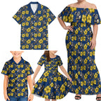 North Queensland Cowboys Family Matching Off Shoulder Maxi Dress and Hawaiian Shirt Tropical Hibiscus Floral Seamless Rugby Mascot