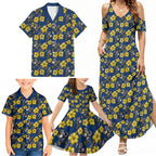 North Queensland Cowboys Family Matching Summer Maxi Dress and Hawaiian Shirt Tropical Hibiscus Floral Seamless Rugby Mascot