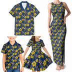 North Queensland Cowboys Family Matching Tank Maxi Dress and Hawaiian Shirt Tropical Hibiscus Floral Seamless Rugby Mascot