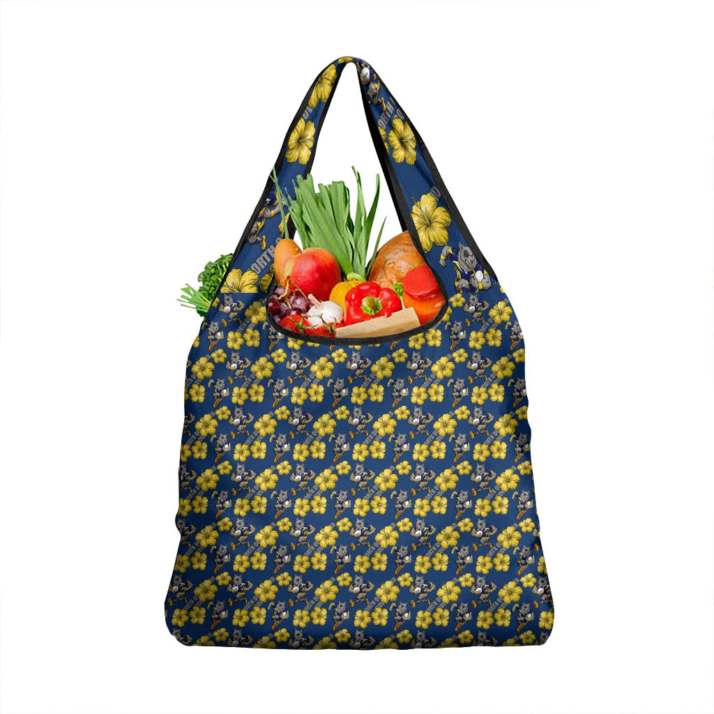 North Queensland Cowboys Grocery Bag Tropical Hibiscus Floral Seamless Rugby Mascot