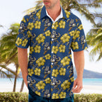 North Queensland Cowboys Hawaiian Shirt Tropical Hibiscus Floral Seamless Rugby Mascot
