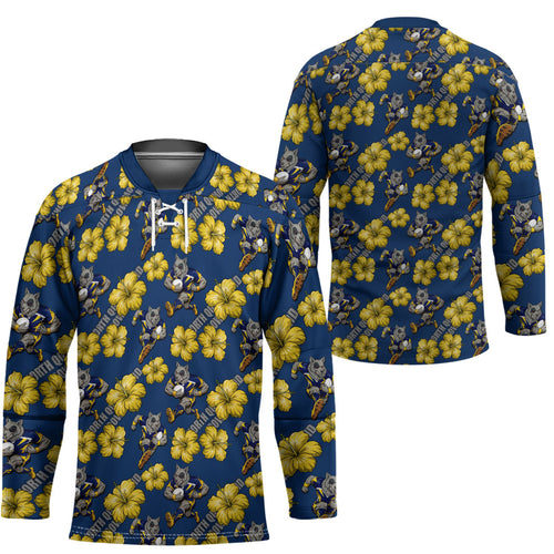 North Queensland Cowboys Hockey Jersey Tropical Hibiscus Floral Seamless Rugby Mascot