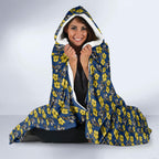North Queensland Cowboys Hooded Blanket Tropical Hibiscus Floral Seamless Rugby Mascot