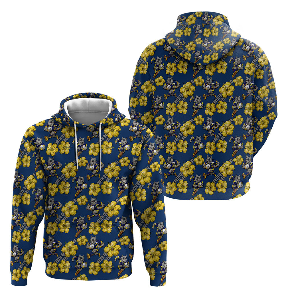 North Queensland Cowboys Hoodie Tropical Hibiscus Floral Seamless Rugby Mascot