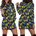 North Queensland Cowboys Hoodie Dress Tropical Hibiscus Floral Seamless Rugby Mascot