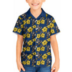 North Queensland Cowboys Kid Hawaiian Shirt Tropical Hibiscus Floral Seamless Rugby Mascot