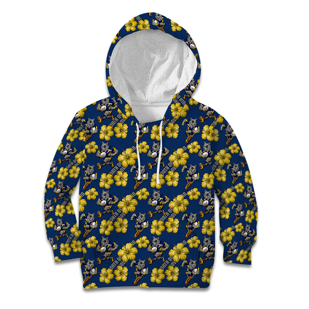 North Queensland Cowboys Kid Hoodie Tropical Hibiscus Floral Seamless Rugby Mascot