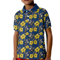 North Queensland Cowboys Kid Polo Shirt Tropical Hibiscus Floral Seamless Rugby Mascot