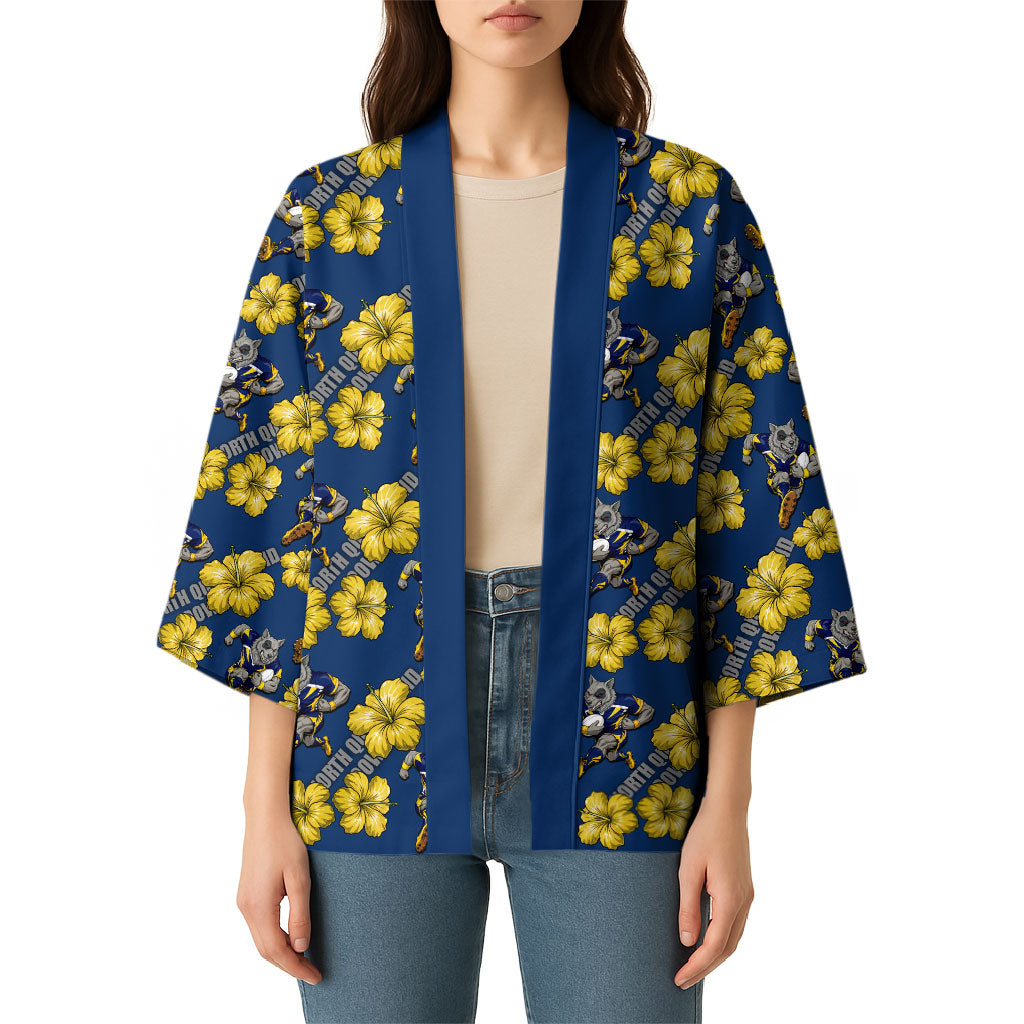 North Queensland Cowboys Kimono Tropical Hibiscus Floral Seamless Rugby Mascot