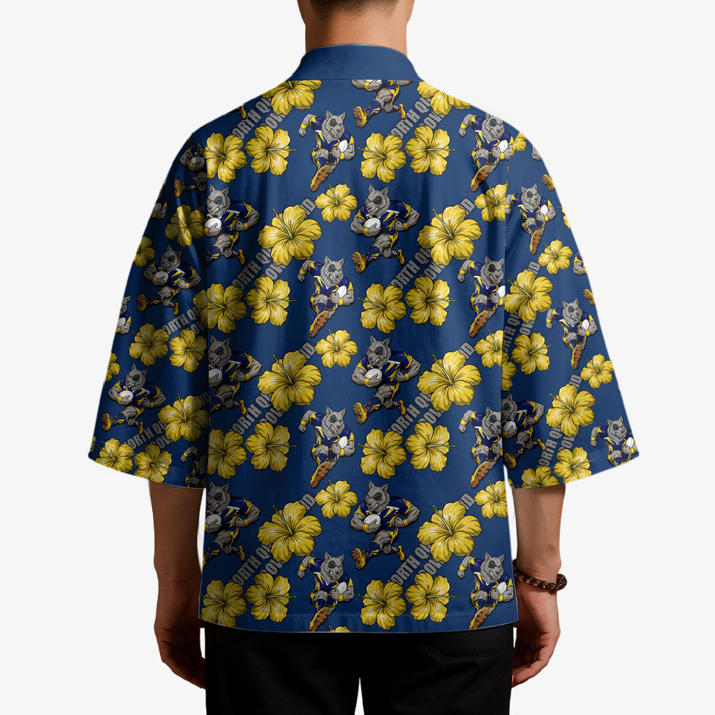 North Queensland Cowboys Kimono Tropical Hibiscus Floral Seamless Rugby Mascot