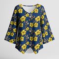 North Queensland Cowboys Kimono Sleeve Blouse Tropical Hibiscus Floral Seamless Rugby Mascot