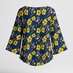 North Queensland Cowboys Kimono Sleeve Blouse Tropical Hibiscus Floral Seamless Rugby Mascot