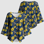 North Queensland Cowboys Kimono Sleeve Blouse Tropical Hibiscus Floral Seamless Rugby Mascot