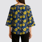 North Queensland Cowboys Kimono Sleeve Blouse Tropical Hibiscus Floral Seamless Rugby Mascot