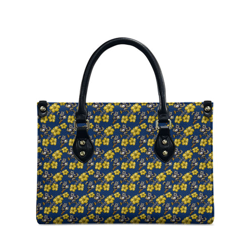 North Queensland Cowboys Leather Bag Tropical Hibiscus Floral Seamless Rugby Mascot