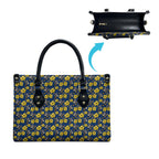 North Queensland Cowboys Leather Bag Tropical Hibiscus Floral Seamless Rugby Mascot