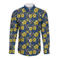 North Queensland Cowboys Long Sleeve Button Shirt Tropical Hibiscus Floral Seamless Rugby Mascot