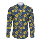 North Queensland Cowboys Long Sleeve Button Shirt Tropical Hibiscus Floral Seamless Rugby Mascot