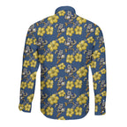 North Queensland Cowboys Long Sleeve Button Shirt Tropical Hibiscus Floral Seamless Rugby Mascot