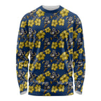 North Queensland Cowboys Long Sleeve Shirt Tropical Hibiscus Floral Seamless Rugby Mascot