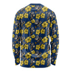 North Queensland Cowboys Long Sleeve Shirt Tropical Hibiscus Floral Seamless Rugby Mascot