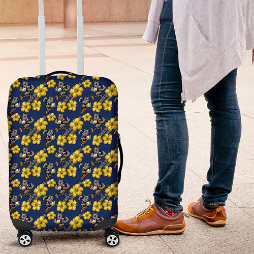 North Queensland Cowboys Luggage Cover Tropical Hibiscus Floral Seamless Rugby Mascot