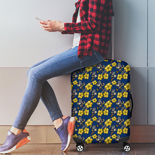 North Queensland Cowboys Luggage Cover Tropical Hibiscus Floral Seamless Rugby Mascot